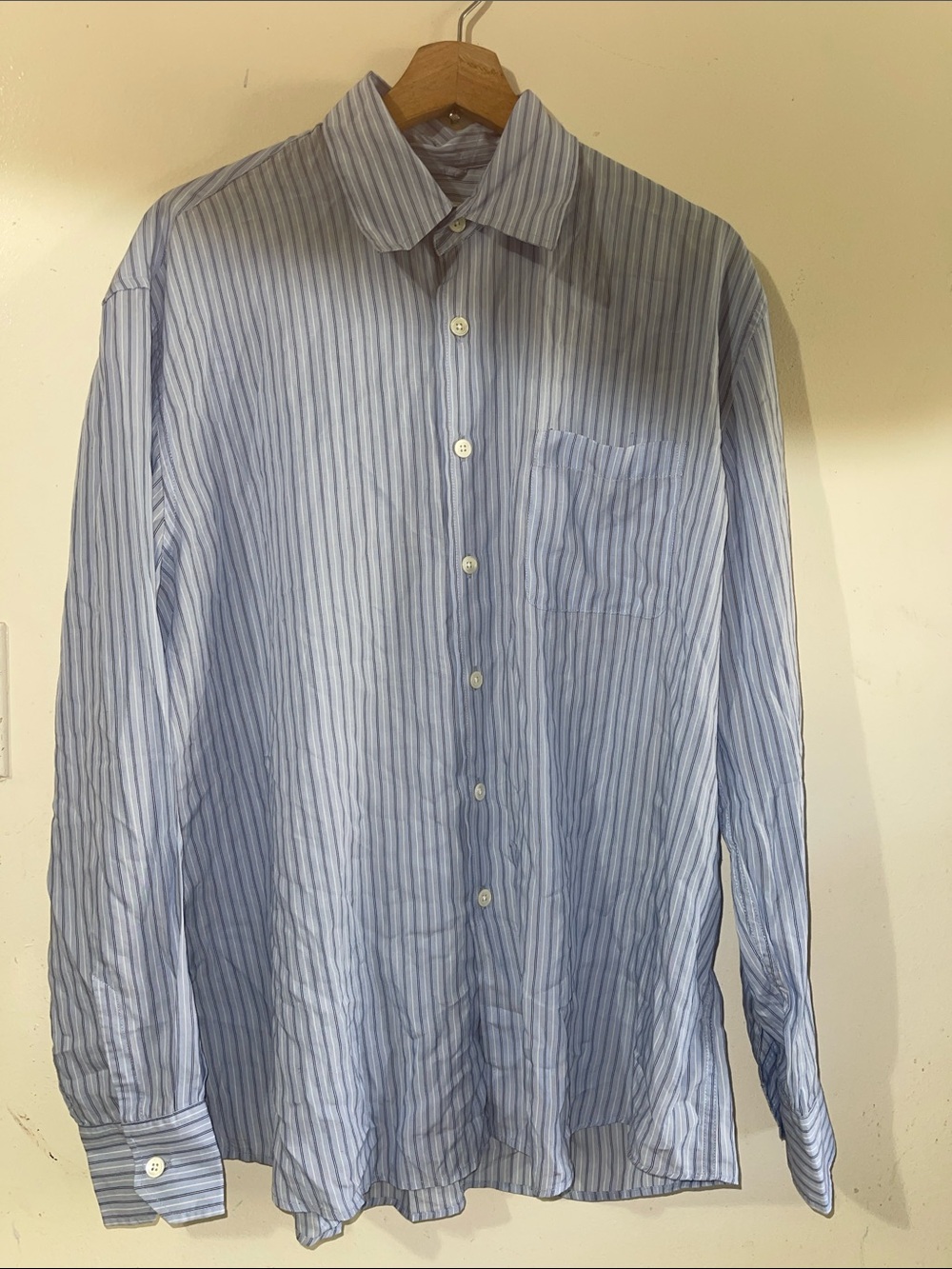 Our Legacy Light Blue & Navy Striped Button-Up Shirt